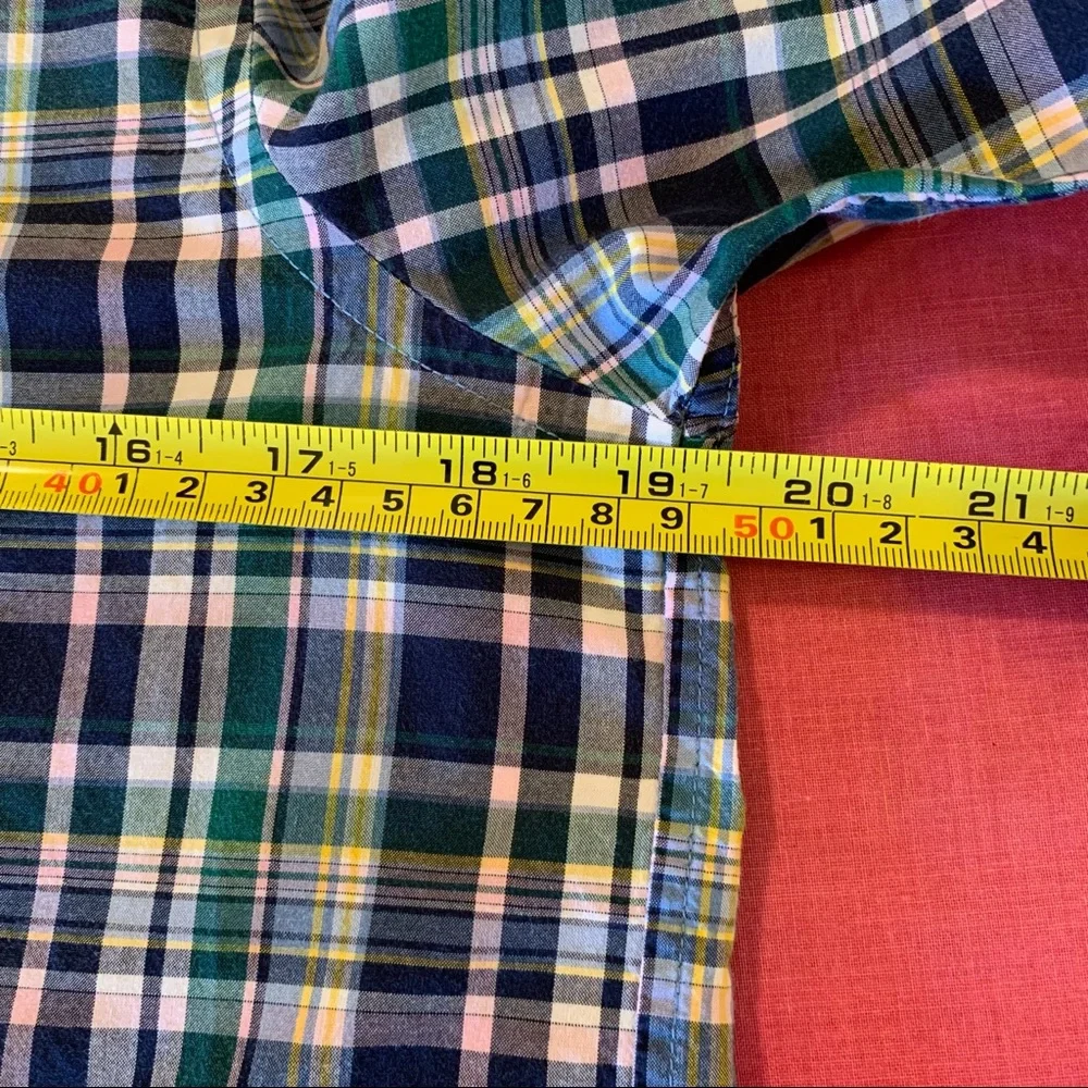 Ralph Lauren Boy’s Large(14-16) Navy Plaid Button Down Collar Shirt, Lik…